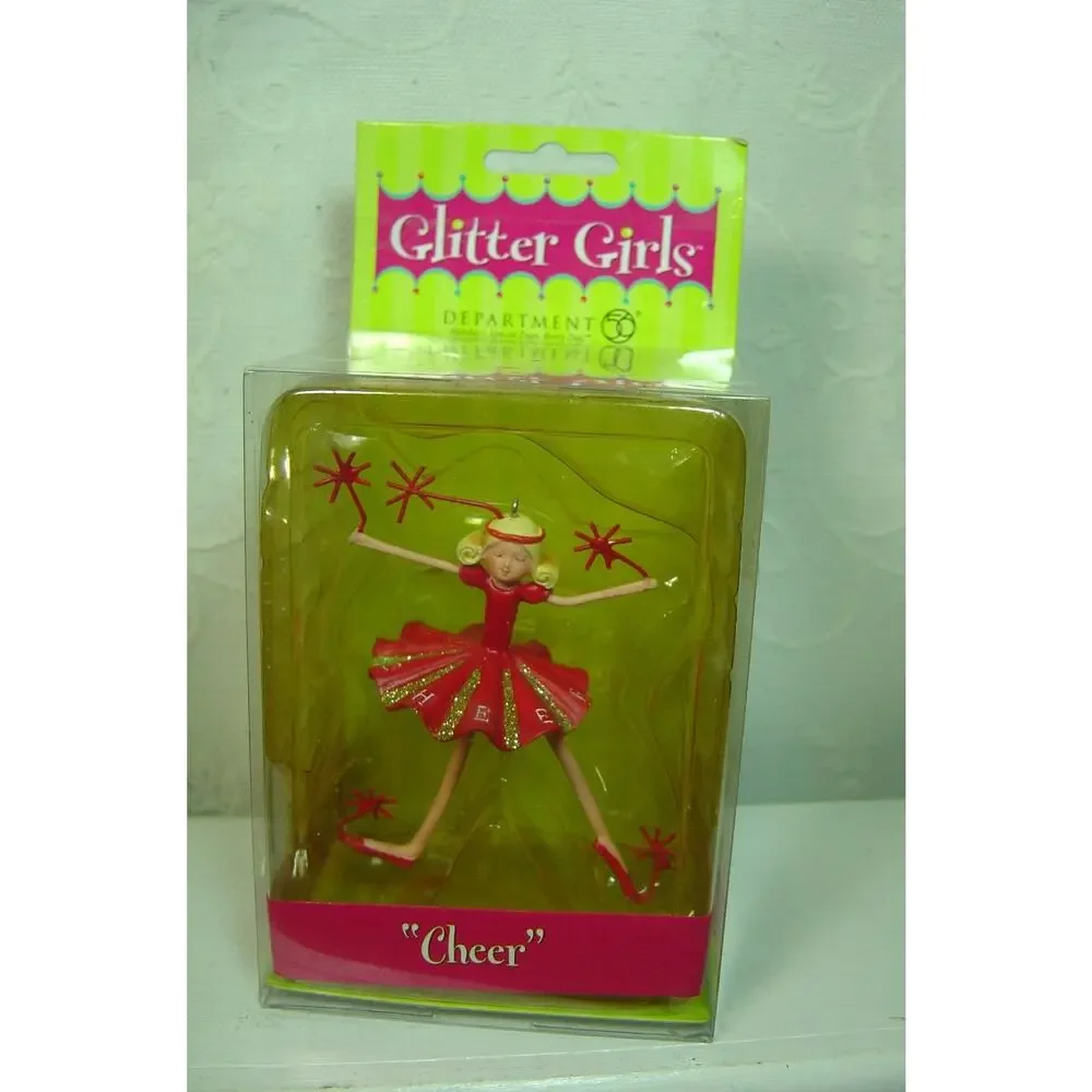 2 DEPARTMENT 56 GLITTER GIRLS ORNAMENTS-NIP-CHEERS & BLISS